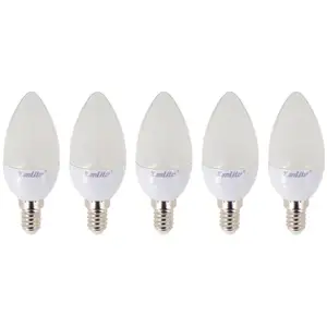 Comparateur de prix : Xanlite Lot x5 Ampoules LED flamme, culot E14, 5,5W cons. (40 W éq), lumière blanc chaud