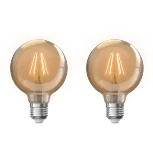 Comparateur de prix : Lot 2 ampoules LED Globe E27 XANLITE DECO Verre ambré