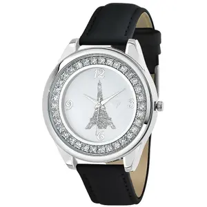 So Charm Montres Montre femme MF458-NOIR- Bracelet en Cuir Noir pas cher