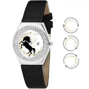 Montre femme So Charm MF316-LICORNE-NOIR - Bracelet Cuir Noir pas cher