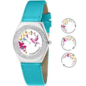 Montre femme So Charm MF316-PAPILLON-COLIBRI-B - Bracelet Cuir Bleu pas cher