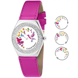 Montre femme So Charm MF316-PAPILLON-COLIBRI-F - Bracelet Cuir Rose pas cher