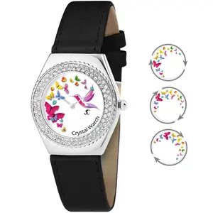 Comparateur de prix : Montre femme So Charm MF316-PAPILLON-COLIBRI-N - Bracelet Cuir Noir