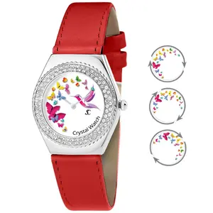 Montre femme So Charm MF316-PAPILLON-COLIBRI-R - Bracelet Cuir Rouge pas cher