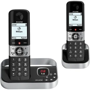 Comparateur de prix : Téléphone fixe sans fil Alcatel F890 Voice Duo Noir