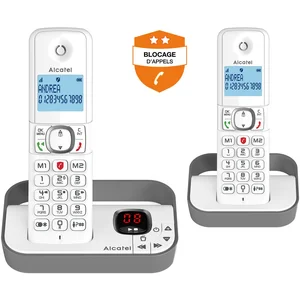 Comparateur de prix : Téléphone fixe sans fil Alcatel Classic F860 Voice Duo Blanc Gris