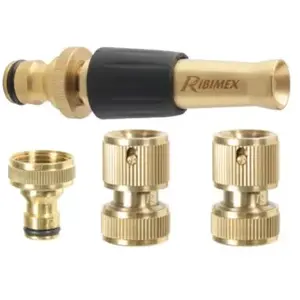 Ribimex Kit d'arrosage laiton 4 pièces lance et raccords pas cher