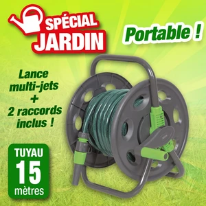 Comparateur de prix : Ribimex Dévidoir tuyau d'arrosage portable - RIBILAND - 15m - Ø 12,5mm - Gris