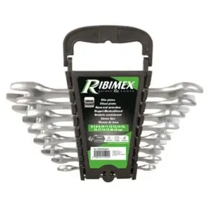 Comparateur de prix : Ribitech Jeu de 8 clés plates en acier chromé vanadium - Marque - Dimensions : 6 x 7