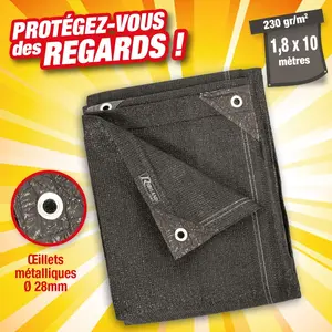 Comparateur de prix : RIBILAND brise vue hauteur 1,8 x 10m de long 230 g/M2, couleur gris sombre