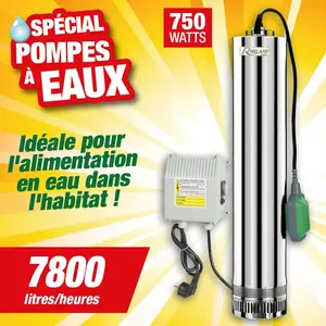 Comparateur de prix : Ribimex Ribiland Pompe à eau immergée de puits en inox avec flotteur refoulement 43m