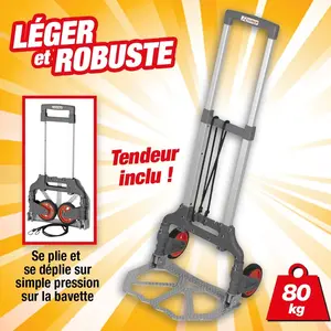 Comparateur de prix : Ribitech Chariot Diable - Non spécifié - Pliant - Aluminium - Charge 80 kg - Roues pleines O 120 mm