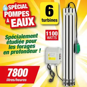 Comparateur de prix : Ribimex RIBILAND Pompe Submersible pour puits 6 turbines 1100 W
