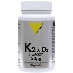 Comparateur de prix : Vit'all+ K2 & D3 VitaMK7® 50µg 60 gélules