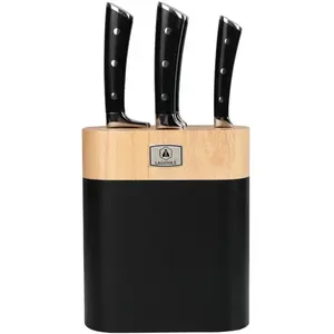 Comparateur de prix : Bloc de 4 couteaux en acier noir - "Lustrobois" Laguiole Cuisson
