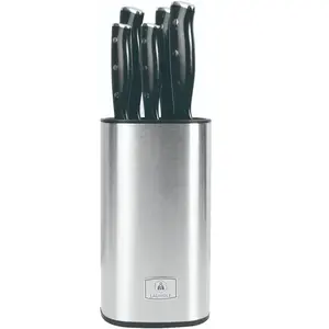 Laguiole - Bloc + 5 Couteaux 'Lumin' noir - 19x15.2x37 cm OS