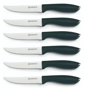 Set de 6 couteaux à steak en acier noir - "Lumin" Laguiole Cuisson
