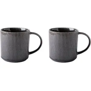 Laguiole - 2 Mugs Charbon noirs - D.8.8x9 cm T.U