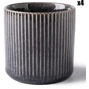 Laguiole - 4 Tasses Charbon noires - D.7.2x7.5 cm T.U pas cher
