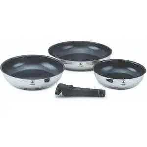LAGUIOLE Set de 3 poêles inox amovible 20/24/28cm antiadhésif - "réactif" TU pas cher