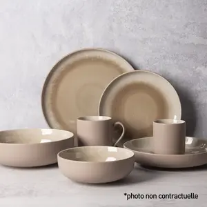 Service 18 pièces taupe pas cher
