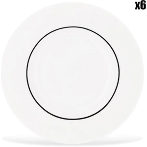 Fauchon - 6 Assiettes plates en Porcelaine Ligne blanches -  D.29 cm T.U