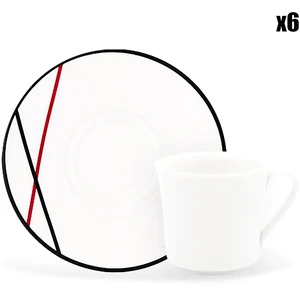 Fauchon - 6 Tasses à café + soucoupes en Porcelaine Bistot blanches - 70ml T.U pas cher