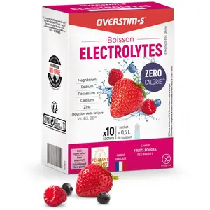Boisson électrolytes Fruits rouges (zéro calorie) - étui 10 sachets x 8 g - OVERSTIM. SVendu partonton-outdoor