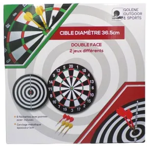 jeu de fléchette avec cible de 36,5 cm avec 6 flechettes de chez imagin et notice des jeuxVendu parrakuten