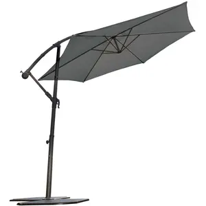 Comparateur de prix : PROVENCE OUTILLAGE Parasol déporté inclinable rond Almeria - Diam. 300 cm - Gris anthracite