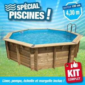 Comparateur de prix : UBBINK Piscine hors so lbois octogonale  - 430x120cm - Liner Bleu -OCEA  