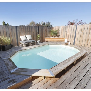 Piscine Bois TONGA UBBINK Allongée en Kit 610X400x120 cm pas cher