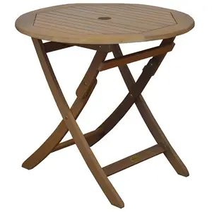 PROLOISIRS Table de jardin ronde pliante Eucalyptus imitation Teck - Sophie - Ø 80 cm - 2 personnes pas cher