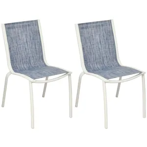 PROLOISIRS Lot de 2 Chaises empilables - Aluminium textilène bleu pas cher