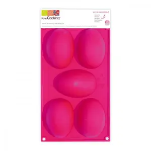 Moule - SCRAPCOOKING - 5 oeufs de pâques - Silicone - Rose - Compatible congélateur et lave-vaisselle pas cher