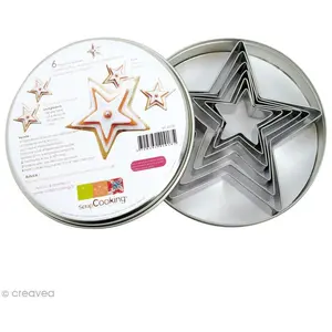 ScrapCooking Boite 6 decoupoirs inox Etoiles