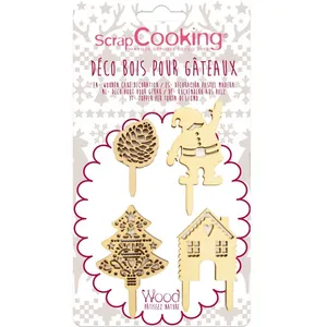 Comparateur de prix : Scrapcooking Décoration Gâteau Scrapcooking Bois Pour Gateau De Noel X4