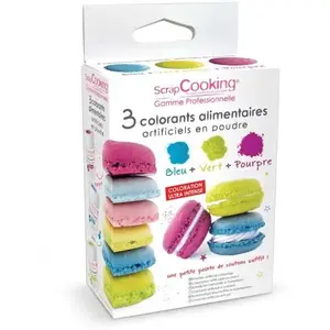 Comparateur de prix : SCRAP COOKING 3 colorants alimentaires - bleu, vert, pourpre