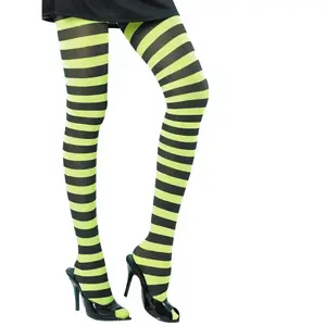 RueDeLaFete Collant rayé noir et vert lime pas cher