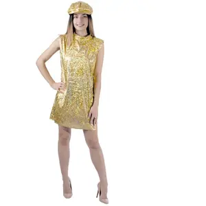 Comparateur de prix : Robe Disco or 70's avec casquette XL