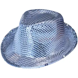 RueDeLaFete Chapeau à paillettes Borsalino Disco Argent pour Adulte - Mixte pas cher