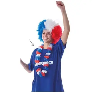 RueDeLaFete Collier Hawaï Bleu blanc rouge pas cher