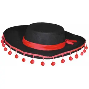 RueDeLaFete Chapeau espagnol noir et rouge FETE-8430022