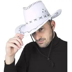 RueDeLaFete Chapeau cowboy blanc pas cher