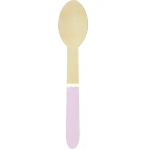 Comparateur de prix : Sachet de 8 petites cuillères en bois manche rose pastel