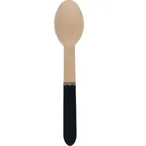 PARTYPRO 8 Petites cuillères en bois noires 16 cm pas cher