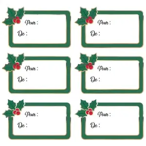 Tim  & Puce Factory Mes 12 petites etiquettes adhesives houx de noel