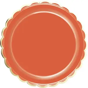 RueDeLaFete Sachet de 8 assiettes festonnées Terracota 913TERRA1 pas cher