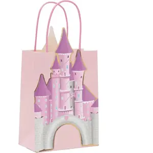 RueDeLaFete 4 SACS CADEAUX PAPIER PRINCESSE 28X8X15CM ROSE Rose pas cher