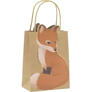 PARTY PRO 4 SACS CADEAUX PAPIER RENARD 28X8X15CM NATURE Beige, Ivoire, Crème, Écru, Naturel, Taupe pas cher